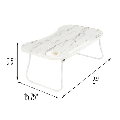 White/Faux White Marble Folding Lap Desk