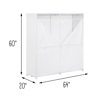 White 64-Inch Wide Portable Storage Closet with Cover