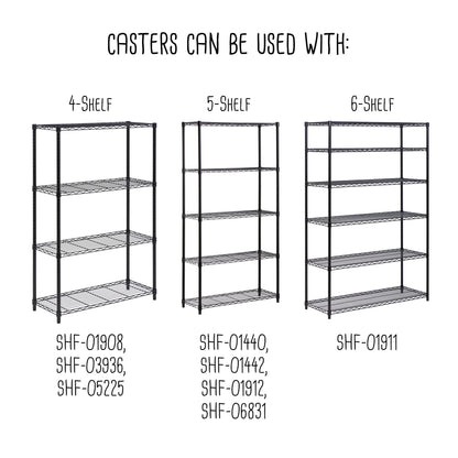 Easy-Roll Shelving Unit Casters (Set of 4)